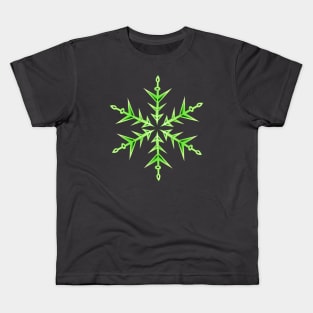 Minimalistic Green Snowflake Hand Drawn Art Kids T-Shirt